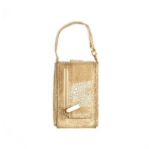 Hobo MINI CONVERTIBLE POUCH WRISTLET card wallet leather BEIGE SHIMMERY REPTILE